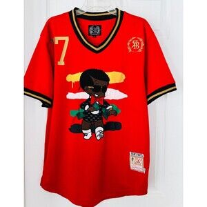 Black Richie Rich Cartoon Shirt Red Jersey Mens Size Large Embroidered